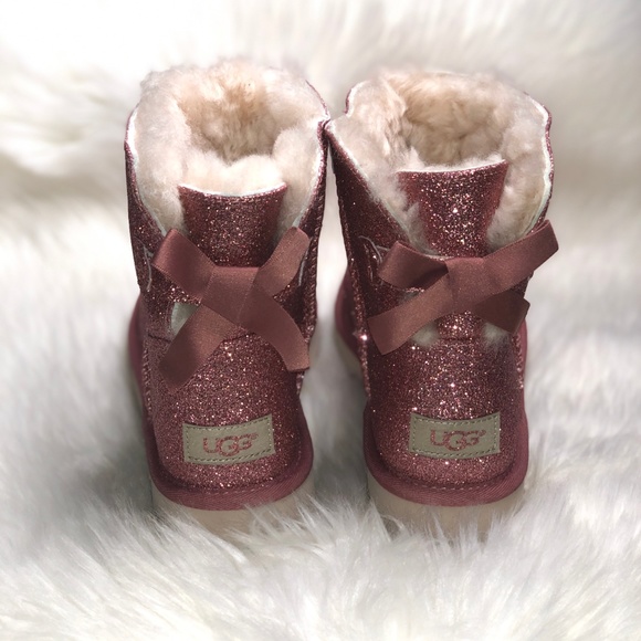 UGG Women's Mini Bailey Bow Sparkle Pink Boot - Picture 4 of 8